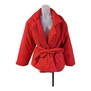 COPY - Hutch Size Medium Daniela Belted Puffer Coat Jacket Red V Neck Long Slee…